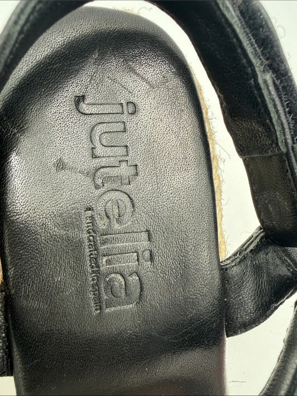 Jutelia Black Espadrille Wedge Sandals - Women 8 leather upper casual office Y2K